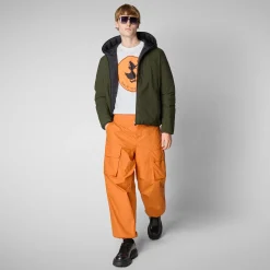 Men's Hooded Animal free Puffer Jacket Ezra in Land Green