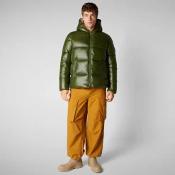 Men's  Hooded Animal free Puffer Jacket Edgard in Pine Green