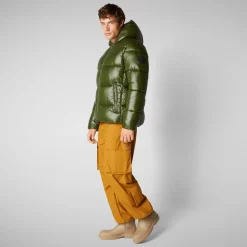 Men's  Hooded Animal free Puffer Jacket Edgard in Pine Green