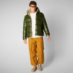 Men's  Hooded Animal free Puffer Jacket Edgard in Pine Green