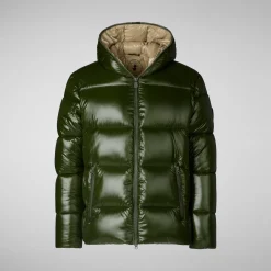 Men's  Hooded Animal free Puffer Jacket Edgard in Pine Green