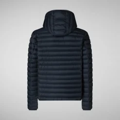Men's  Hooded Animal free Puffer Jacket Donald in Blue Black