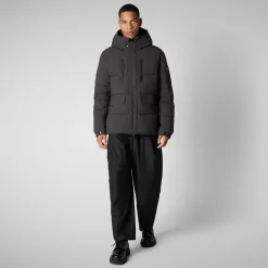 Men's  Hooded Parka Alter in Brown Black