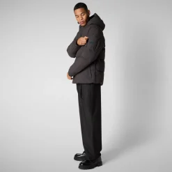 Men's  Hooded Parka Alter in Brown Black