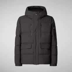 Men's  Hooded Parka Alter in Brown Black