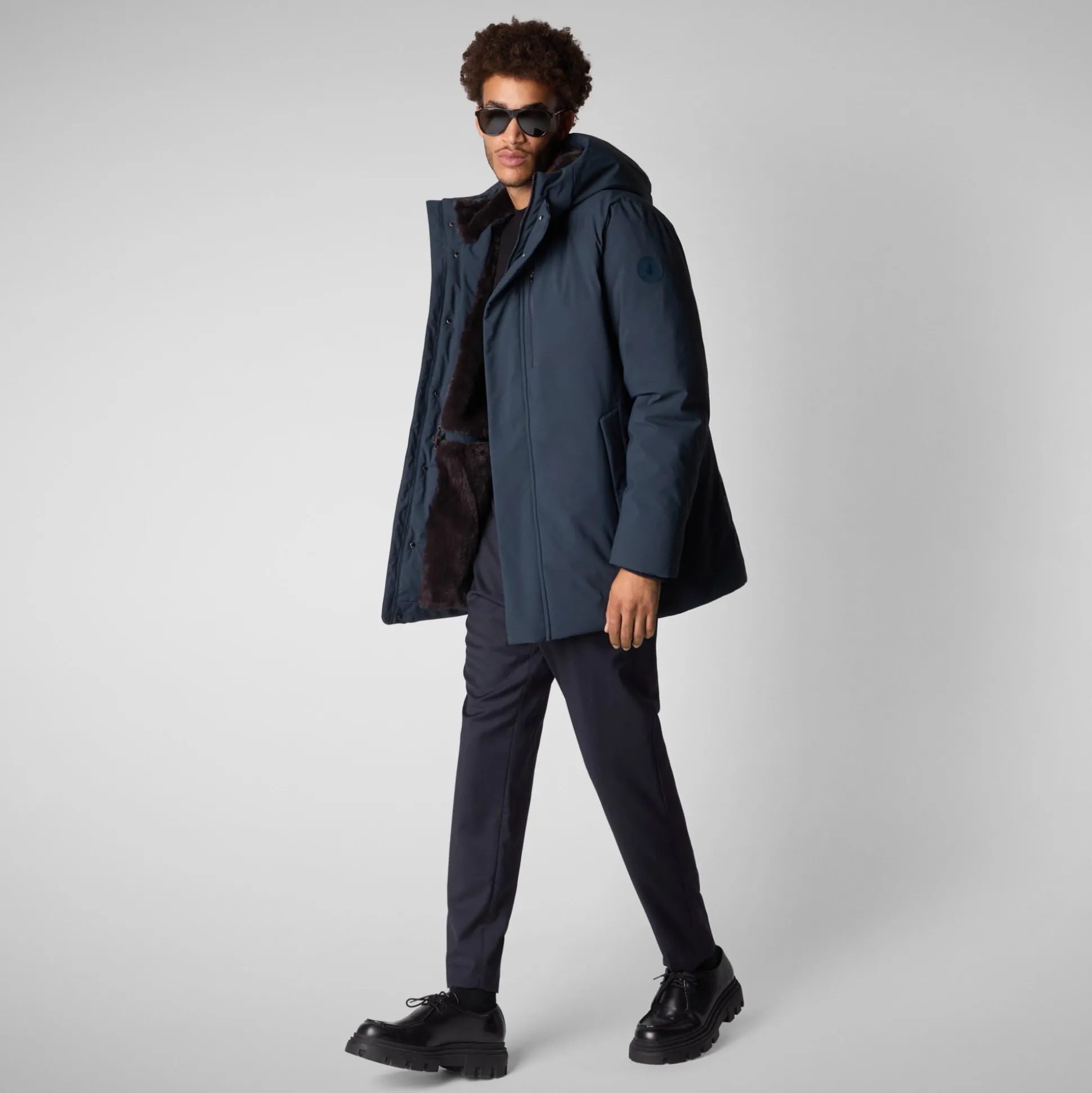Men's Hooded Parka Antoine in BLUE BLACK