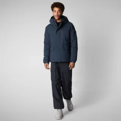 Men's hooded parka Hiram in blue black