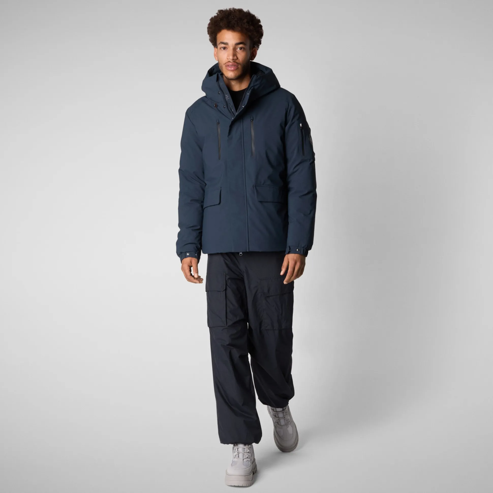 Men's hooded parka Hiram in blue black