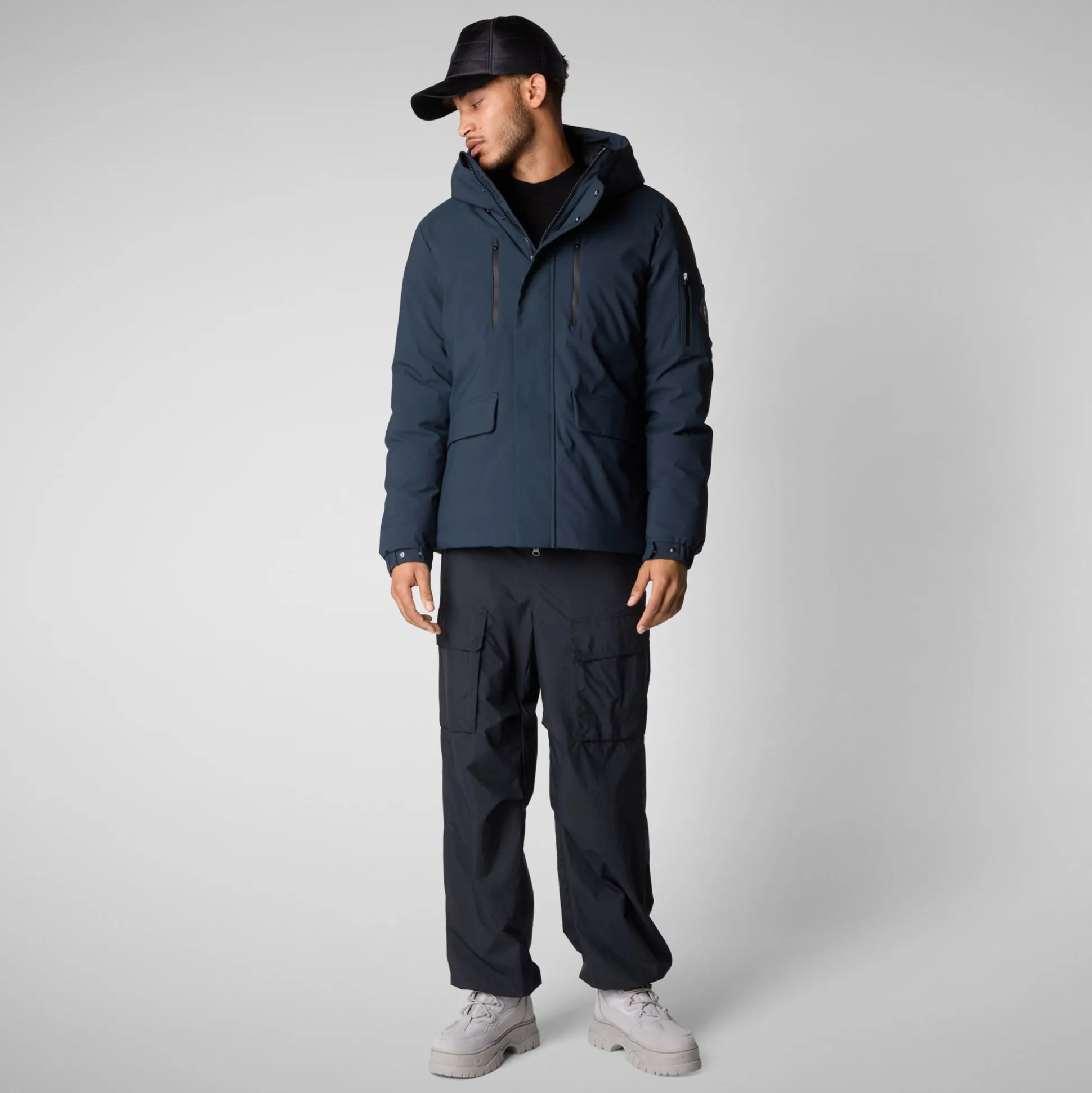 Men's hooded parka Hiram in blue black