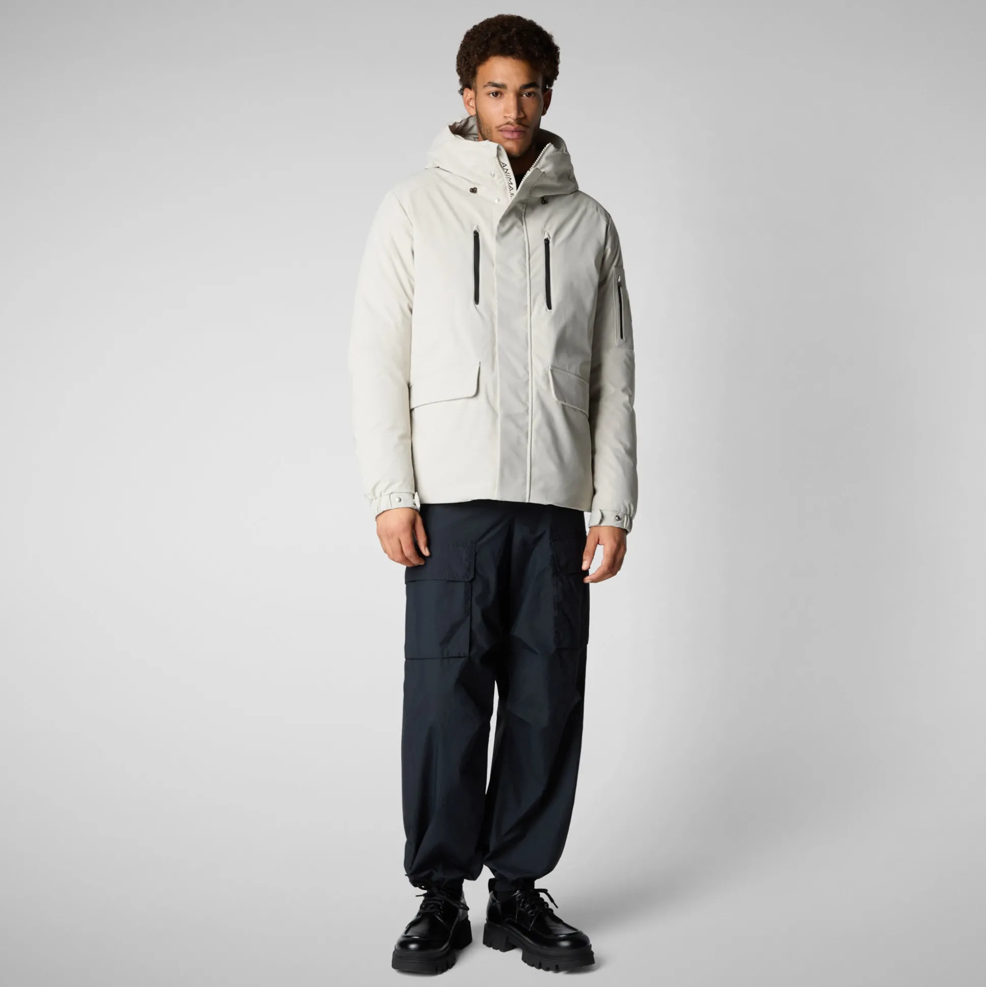 Men's hooded parka Hiram in rainy beige