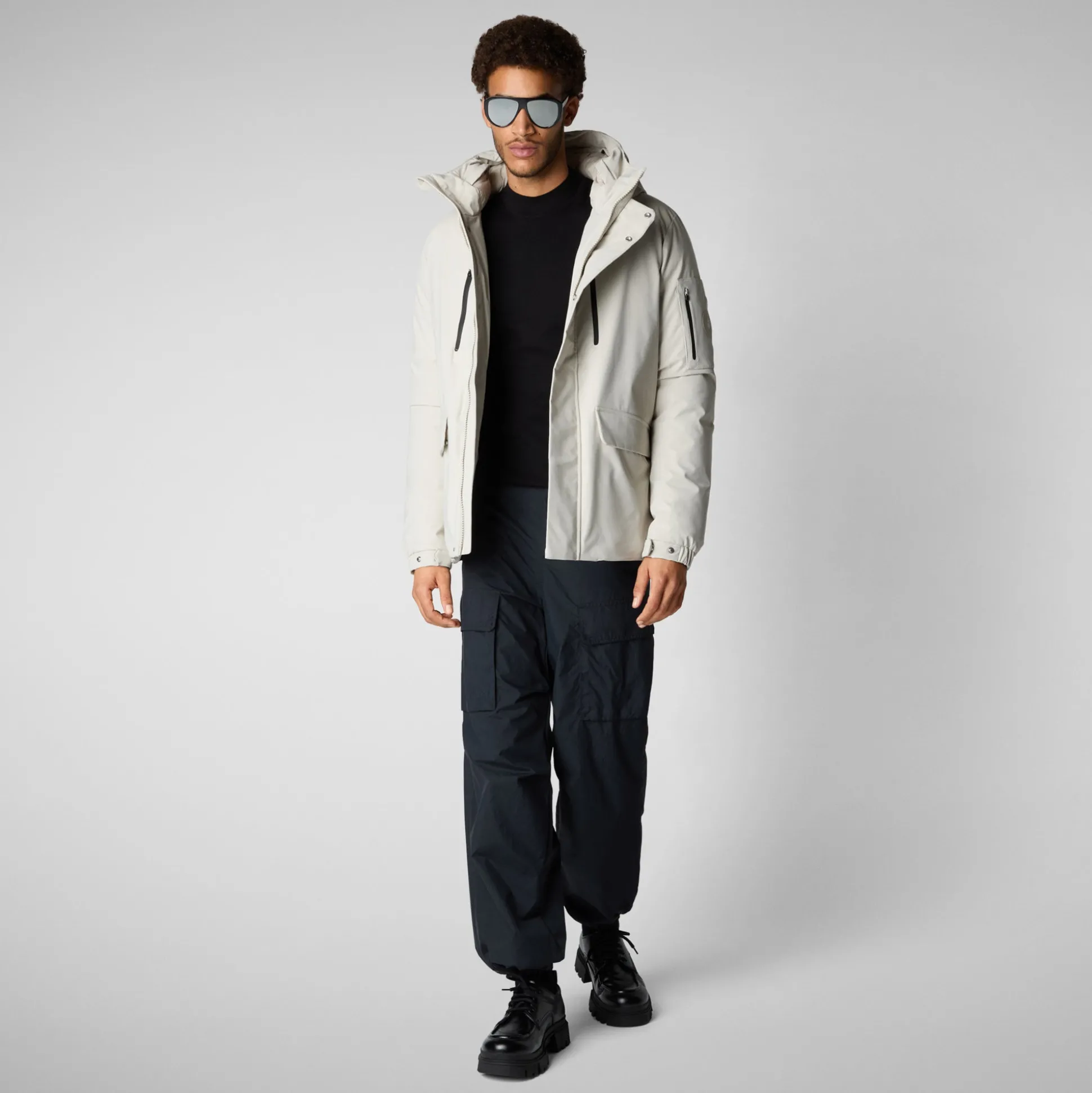 Men's hooded parka Hiram in rainy beige