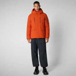 Men's hooded parka Hiram in maple orange