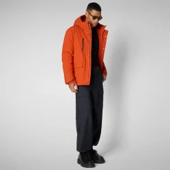 Men's  hooded parka Hiram in maple orange