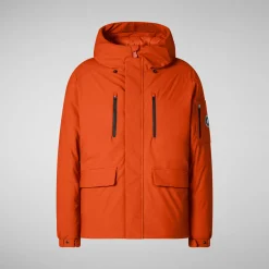 Men's  hooded parka Hiram in maple orange