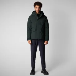 Men's hooded parka Hiram in green black
