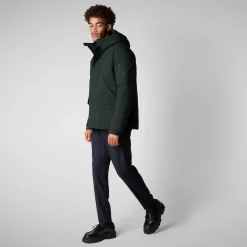 Men's  hooded parka Hiram in green black