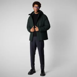 Men's  hooded parka Hiram in green black