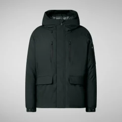 Men's  hooded parka Hiram in green black