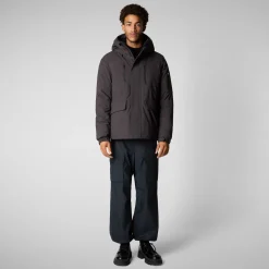 Men's hooded parka Hiram in brown black