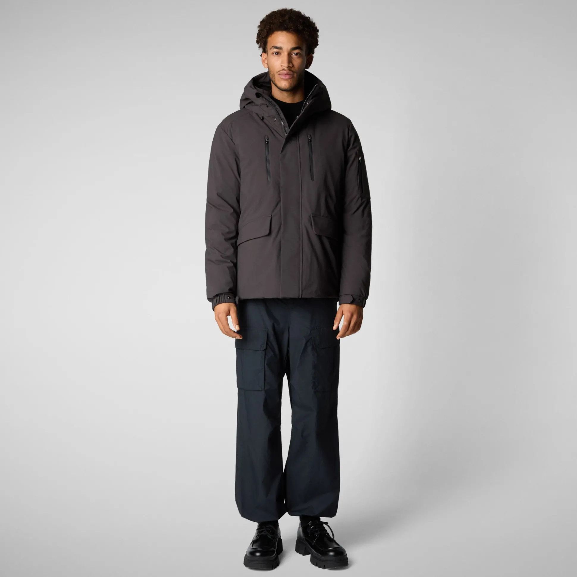 Men's hooded parka Hiram in brown black