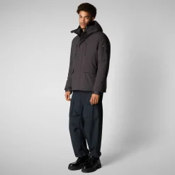 Men's  hooded parka Hiram in brown black