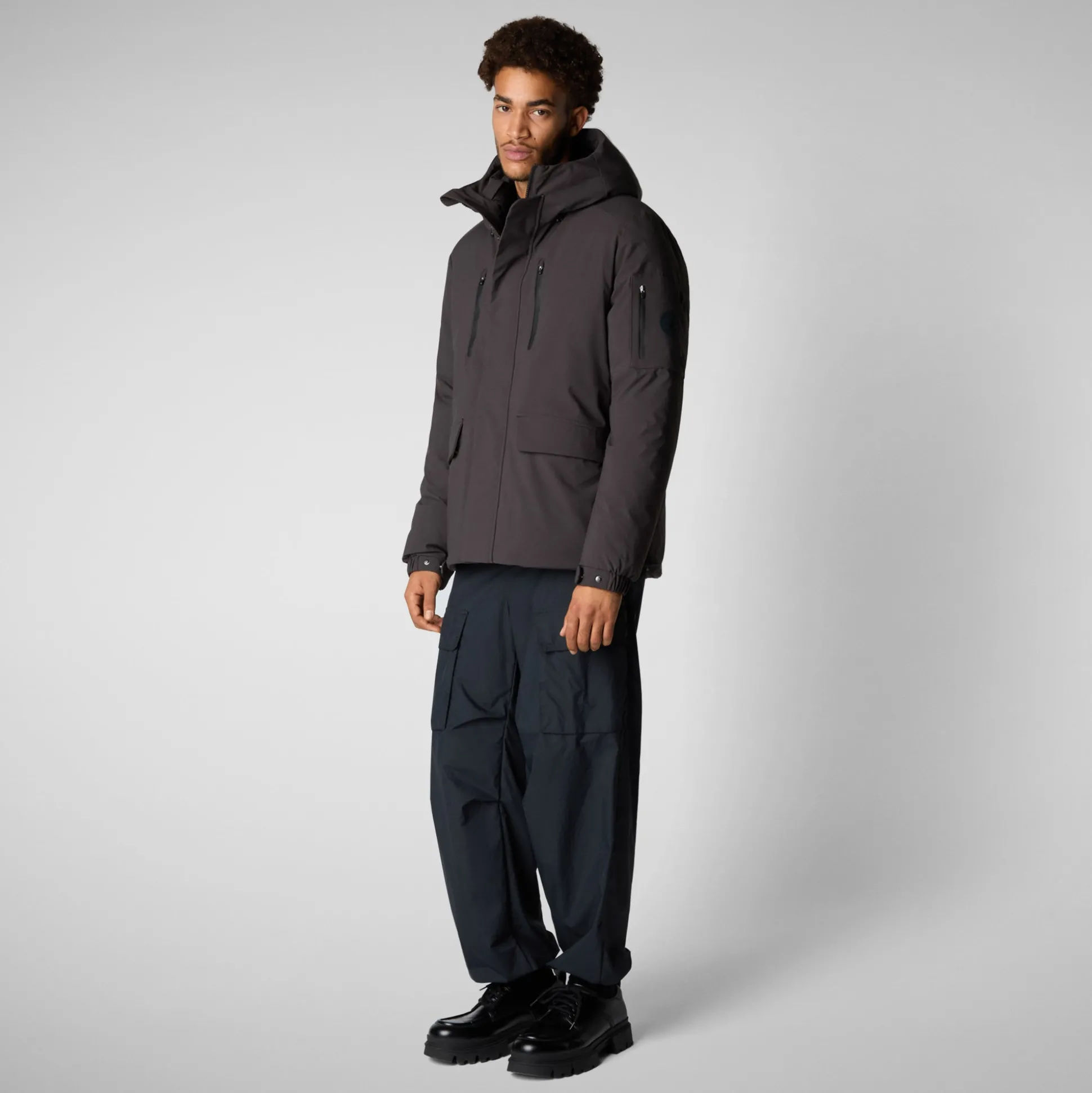 Men's hooded parka Hiram in brown black