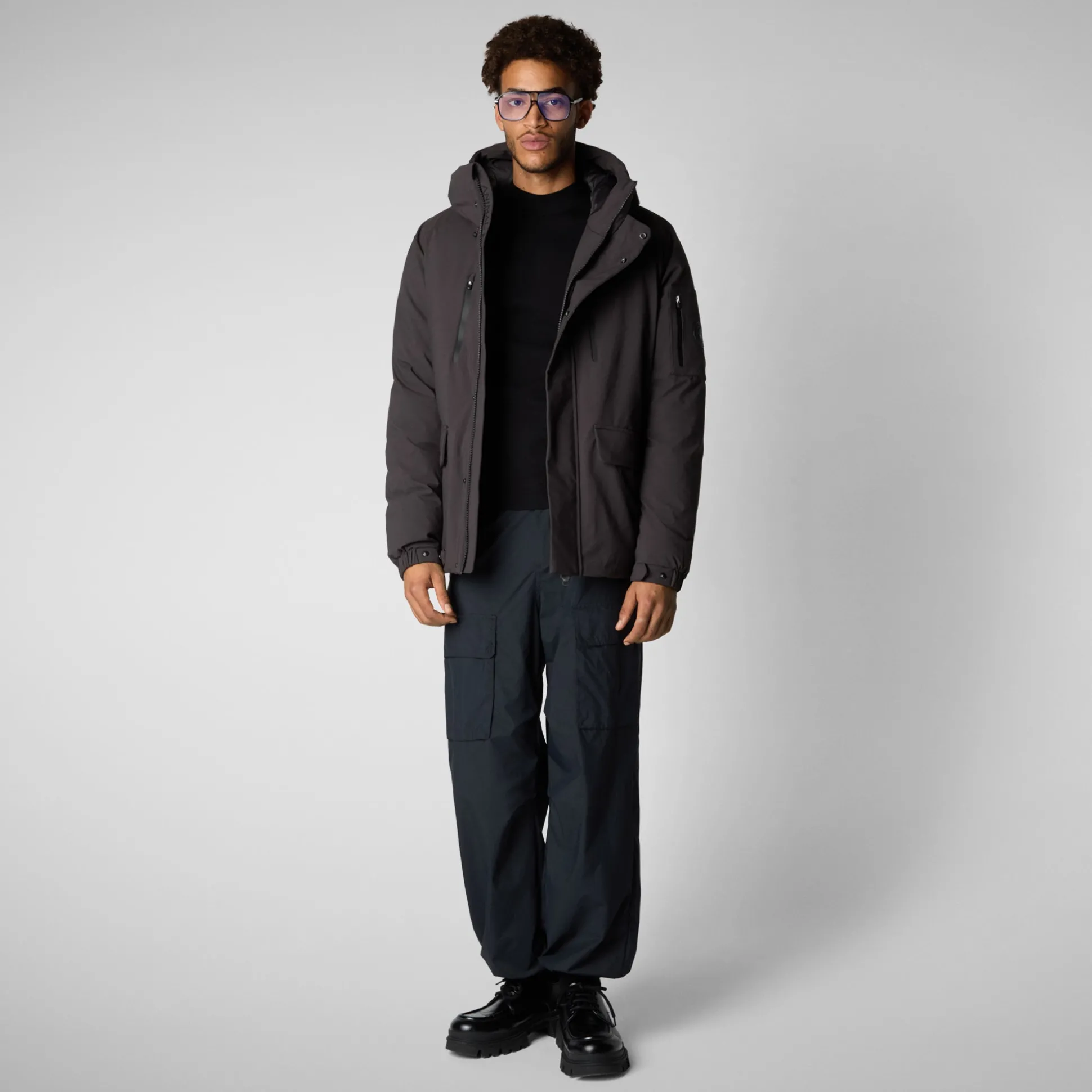 Men's hooded parka Hiram in brown black