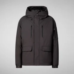 Men's hooded parka Hiram in brown black