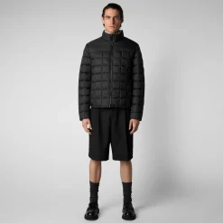 Men's Stalis Puffer Jacket with Faux Fur Lining in Black