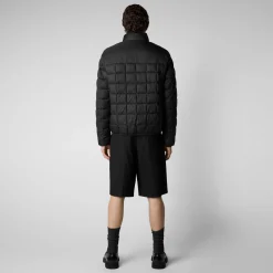 Men's Stalis Puffer Jacket with Faux Fur Lining in Black