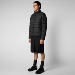 Men's Stalis Puffer Jacket with Faux Fur Lining in Black