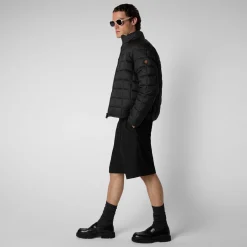 Men's Stalis Puffer Jacket with Faux Fur Lining in Black
