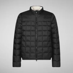 Men's Stalis Puffer Jacket with Faux Fur Lining in Black