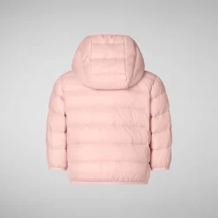 Unisex kids' animal free puffer jacket WAlly in blush pink