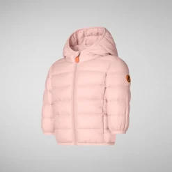 Unisex kids' animal free puffer jacket WAlly in blush pink