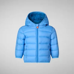 Unisex kids' animal free puffer jacket WAlly in cerulean blue