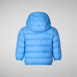 Unisex kids' animal free puffer jacket WAlly in cerulean blue