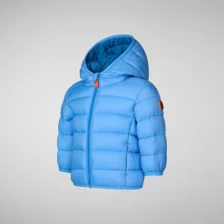 Unisex kids' animal free puffer jacket WAlly in cerulean blue