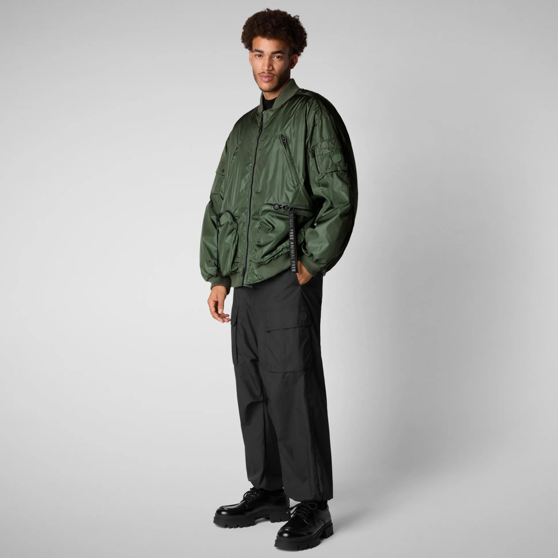 Unisex Usher Bomber Jacket in Thyme Green