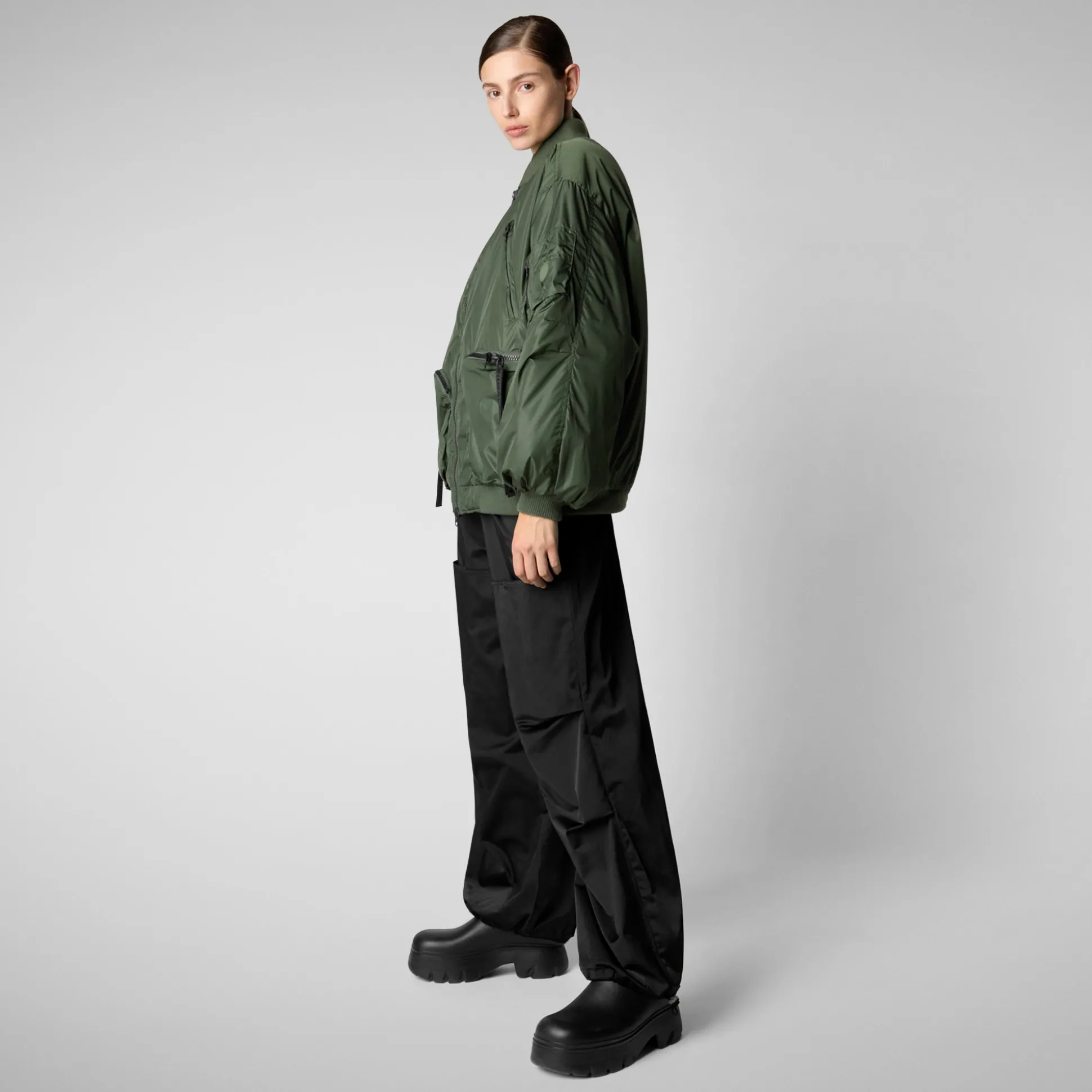 Unisex Usher Bomber Jacket in Thyme Green