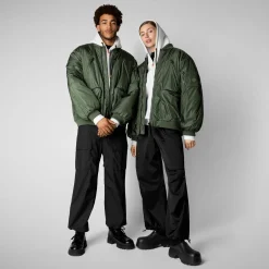 Unisex Usher Bomber Jacket in Thyme Green