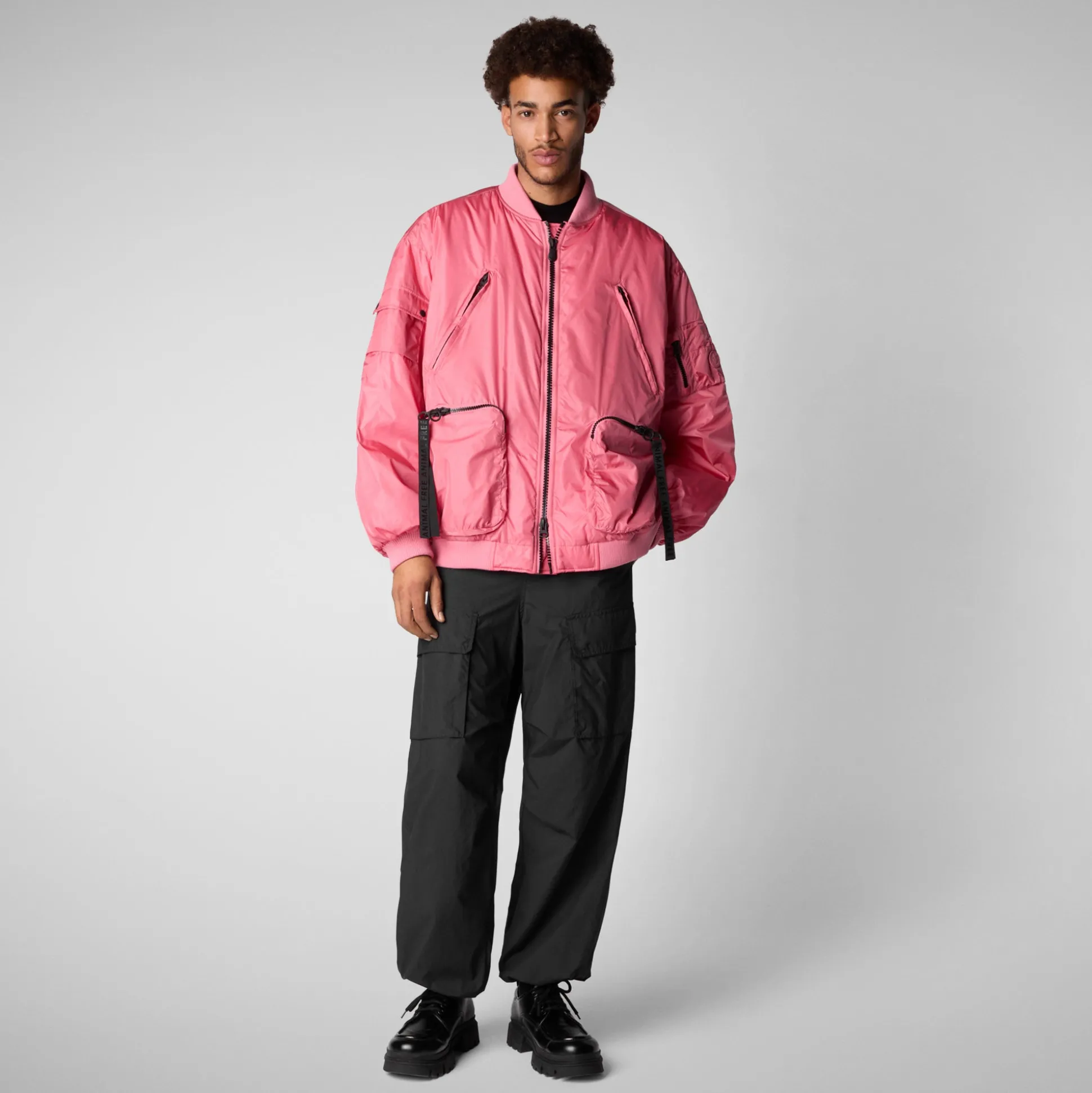 Unisex Usher Bomber Jacket in Bloom Pink