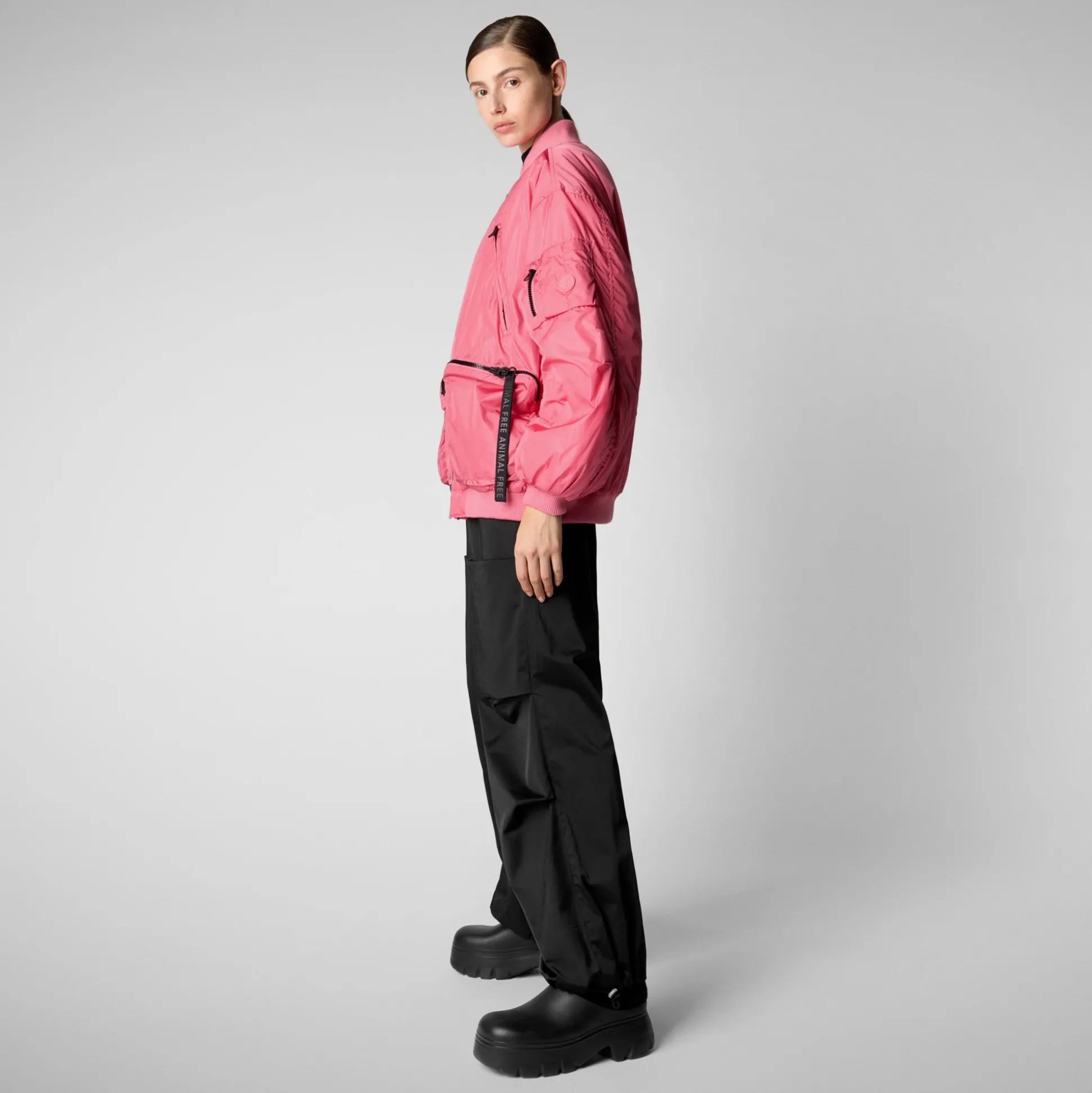 Unisex Usher Bomber Jacket in Bloom Pink
