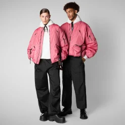 Unisex Usher Bomber Jacket in Bloom Pink