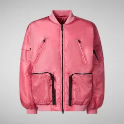 Unisex Usher Bomber Jacket in Bloom Pink