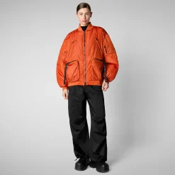 Unisex Usher Bomber Jacket in Maple Orange