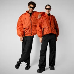 Unisex Usher Bomber Jacket in Maple Orange