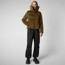 Women's Alas Animal free Puffer Jacket in Bark Green