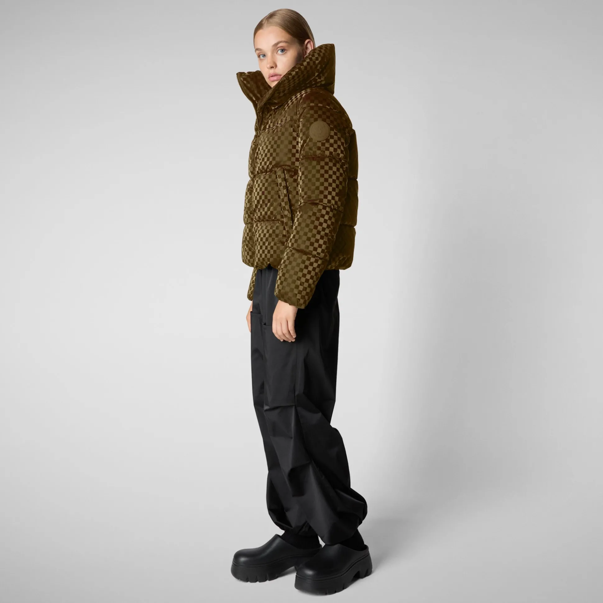 Women's Alas Animal free Puffer Jacket in Bark Green