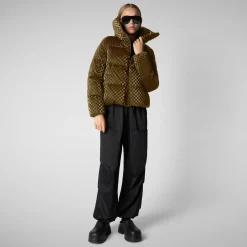 Women's Alas Animal free Puffer Jacket in Bark Green